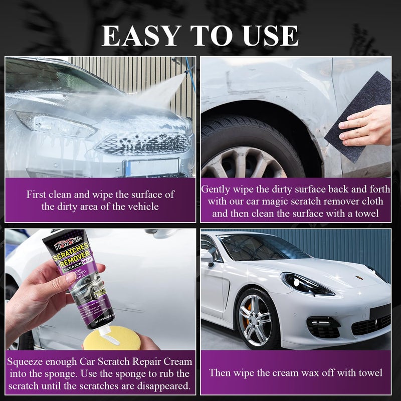 enterlent Nano Sparkle Cloth Car Scratch Remover Set,Magic Nano Sparkle Cleaning Cloth Car Scratch Remover,Nano Sparkle Cloth and Car Scratch Repair Paste for Deep Scratch Repair - Image 3